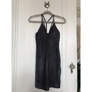 Black Sparkly Strappy Mini Dress